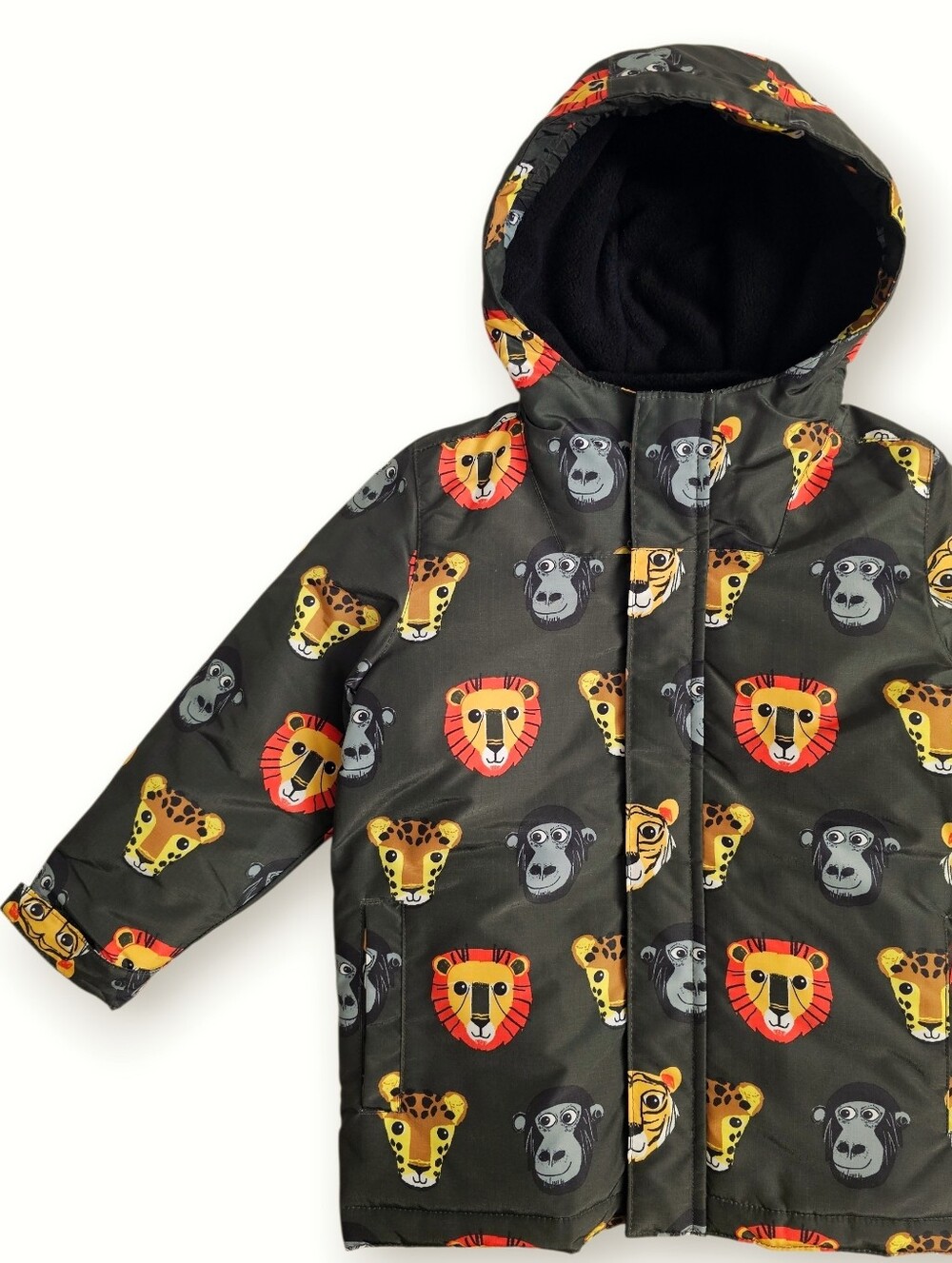 Kids Hooded Animal Print Green Jacket